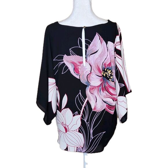 White House Black Market Magnolia Floral Kimono Sleeve V-Neck Blouse Small - Picture 6 of 11